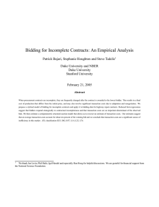 Bidding for Incomplete Contracts: An Empirical Analysis