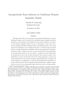 Asymptotically Exact Inference in Conditional Moment Inequality Models Timothy B. Armstrong Stanford University