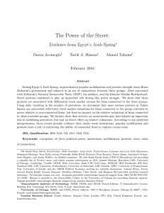 The Power of the Street: Evidence from Egypt’s Arab Spring Daron Acemoglu