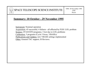 SPACE TELESCOPE SCIENCE INSTITUTE Summary: 10 October - 29 November 1995