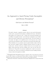 An Approach to Asset-Pricing Under Incomplete and Diverse Perceptions ∗
