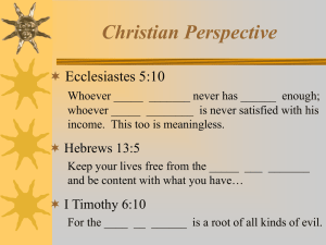 Christian Perspective Ecclesiastes 5:10 