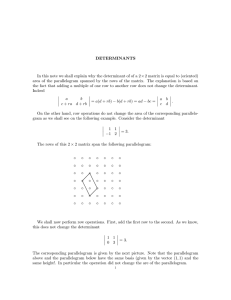 DETERMINANTS In this note we shall explain why the determinant of...