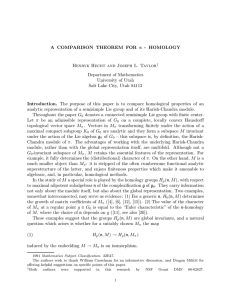 A COMPARISON THEOREM FOR n - HOMOLOGY Department of Mathematics