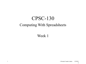 CPSC-130 Computing With Spreadsheets Week 1 5/29/201