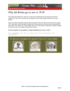 Why did Britain go to war in 1914?
