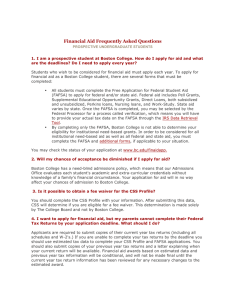 Financial Aid Frequently Asked Questions