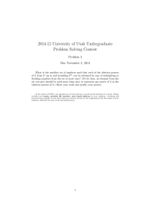 2014-15 University of Utah Undergraduate Problem Solving Contest Problem 2