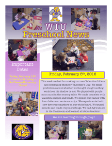Preschool News W I U Important Dates