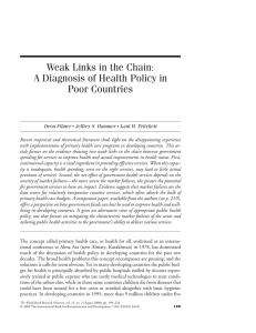 Weak Links in the Chain: A Diagnosis of Health Policy in