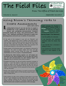 The Field Files L Using Bloom’s Taxonomy Verbs to Create Assessments