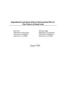 Impediments and Innovation in International Rivers: The Waters of South Asia