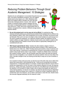 Reducing Problem Behaviors Through Good Academic Management: 10 Strategies