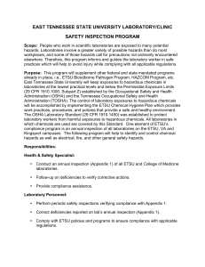 EAST TENNESSEE STATE UNIVERSITY LABORATORY/CLINIC SAFETY INSPECTION PROGRAM