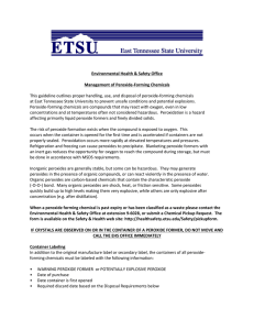 This guideline outlines proper handling, use, and disposal of peroxide-forming... at East Tennessee State University to prevent unsafe conditions and... Environmental Health &amp; Safety Office