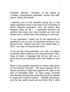 President Moulton, members of the Board of alumni, family and friends: