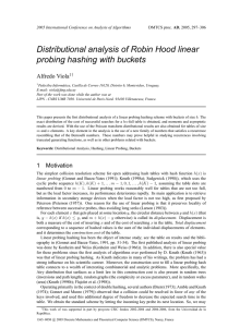 Distributional analysis of Robin Hood linear probing hashing with buckets Alfredo Viola