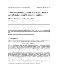 The distribution of ascents of size or more in d