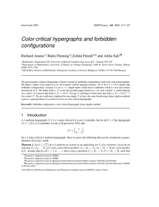 Color critical hypergraphs and forbidden configurations Richard Anstee , Balin Fleming