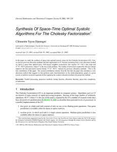 Synthesis Of Space-Time Optimal Systolic Algorithms For The Cholesky Factorization †