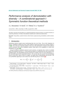 Performance analysis of demodulation with diversity – A combinatorial approach I: