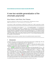 A new two-variable generalization of the chromatic polynomial