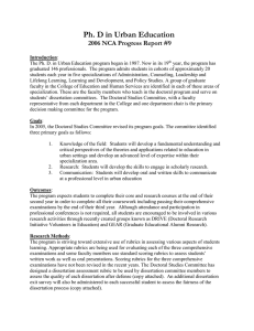 Ph. D in Urban Education 2006 NCA Progress Report #9