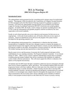 B.S. in Nursing 2006 NCA Progress Report #9