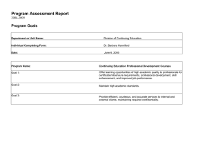 Program Assessment Report Program Goals  2004-2005