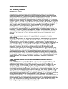 Department of Student Life  New Student Orientation Assessment Report