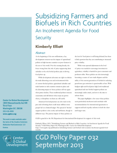 Subsidizing Farmers and Biofuels in Rich Countries An Incoherent Agenda for Food Security