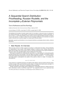 A Sequential Search Distribution: Proofreading, Russian Roulette, and the Incomplete -Eulerian Polynomials
