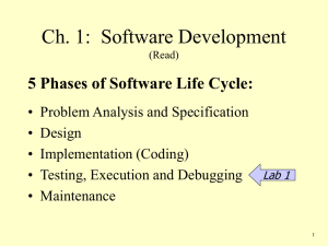 Ch. 1:  Software Development 5 Phases of Software Life Cycle: