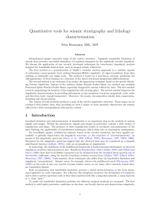 Quantitative tools for seismic stratigraphy and lithology characterization Felix Herrmann, ERL, MIT
