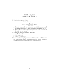 MATH 5610/6860 COMPUTER LAB # 2 }, 1. Consider the sequence {x