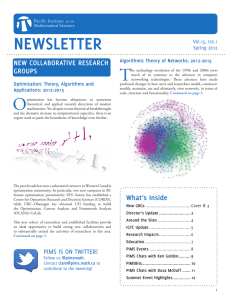 NEWSLETTER T NEW COLLABORATIVE RESEARCH GROUPS