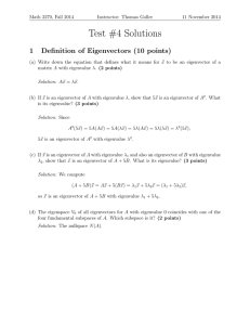 Test #4 Solutions 1 Definition of Eigenvectors (10 points)