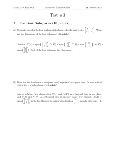Test #3 1 The Four Subspaces (10 points)