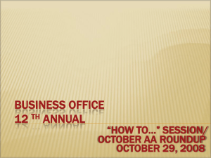 BUSINESS OFFICE 12 ANNUAL “HOW TO…” SESSION/