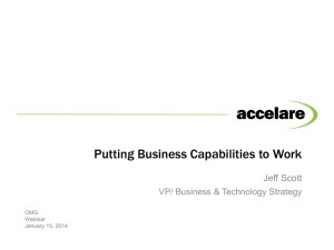 Putting Business Capabilities to Work Jeff Scott VP/ Business &amp; Technology Strategy OMG
