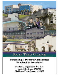 Purchasing &amp; Distributional Services  Handbook of Procedures Purchasing Department:  872