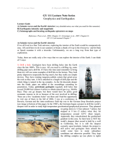 GY 111 Lecture Note Series Geophysics and Earthquakes