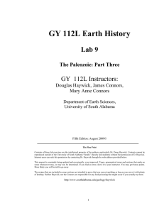 GY 112L Earth History Lab 9 GY  112L Instructors: