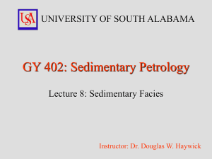GY 402: Sedimentary Petrology UNIVERSITY OF SOUTH ALABAMA Lecture 8: Sedimentary Facies