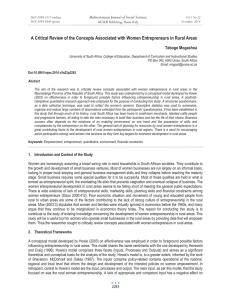 A Critical Review of the Concepts Associated with Women Entrepreneurs... Mediterranean Journal of Social Sciences Tebogo Mogashoa MCSER Publishing, Rome-Italy