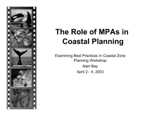 The Role of MPAs in Coastal Planning Planning Workshop
