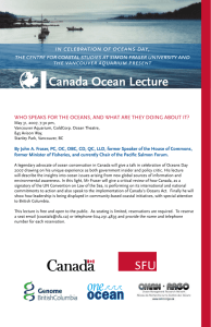 Canada Ocean Lecture in celebration of oceans day, the vancouver aquarium present