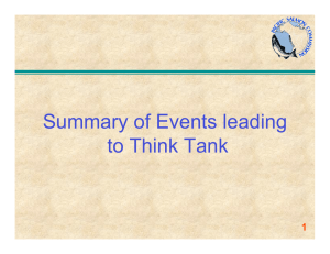 Summary of Events leading to Think Tank 1