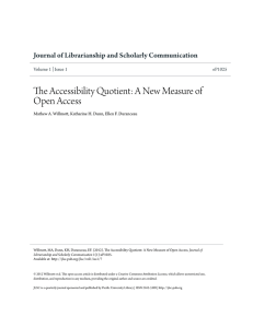 The Accessibility Quotient: A New Measure of Open Access Volume 1