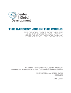 THE HARDEST JOB IN THE WORLD PRESIDENT OF THE WORLD BANK